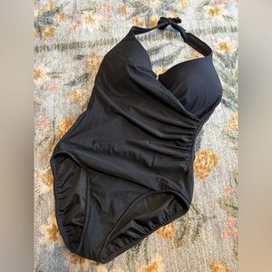 Magicsuit by Miraclesuit One Piece Swimsuit Size 12 Maroon Ruched Tummy Control